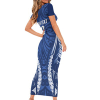 Auckland 2026 Rugby Custom Family Matching Short Sleeve Bodycon Dress and Hawaiian Shirt NZ Maori Silver Fern