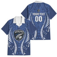 Auckland 2026 Rugby Custom Family Matching Summer Maxi Dress and Hawaiian Shirt NZ Maori Silver Fern LT14 Dad's Shirt - Short Sleeve Blue - Polynesian Pride