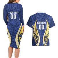Bay of Plenty 2026 Rugby Custom Couples Matching Long Sleeve Bodycon Dress and Hawaiian Shirt NZ Maori Silver Fern LT14 - Polynesian Pride