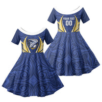 Bay of Plenty 2026 Rugby Custom Family Matching Mermaid Dress and Hawaiian Shirt NZ Maori Silver Fern LT14 Daughter's Dress Blue - Polynesian Pride