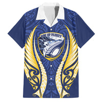 Bay of Plenty 2026 Rugby Custom Family Matching Off The Shoulder Long Sleeve Dress and Hawaiian Shirt NZ Maori Silver Fern LT14 Dad's Shirt - Short Sleeve Blue - Polynesian Pride
