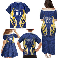 Bay of Plenty 2026 Rugby Custom Family Matching Puletasi and Hawaiian Shirt NZ Maori Silver Fern LT14 Mom's Dress Blue - Polynesian Pride