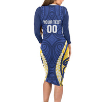 Bay of Plenty 2026 Rugby Custom Long Sleeve Bodycon Dress NZ Maori Silver Fern LT14 - Polynesian Pride