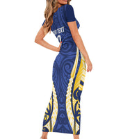 Bay of Plenty 2026 Rugby Custom Short Sleeve Bodycon Dress NZ Maori Silver Fern LT14 - Polynesian Pride