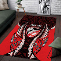 Canterbury 2026 Rugby Custom Area Rug NZ Maori Silver Fern