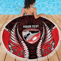 Canterbury 2026 Rugby Custom Beach Blanket NZ Maori Silver Fern LT14 - Polynesian Pride