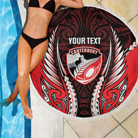 Canterbury 2026 Rugby Custom Beach Blanket NZ Maori Silver Fern LT14 - Polynesian Pride