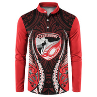 Canterbury 2026 Rugby Custom Button Sweatshirt NZ Maori Silver Fern LT14 Red - Polynesian Pride