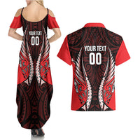 Canterbury 2026 Rugby Custom Couples Matching Summer Maxi Dress and Hawaiian Shirt NZ Maori Silver Fern LT14 - Polynesian Pride
