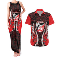 Canterbury 2026 Rugby Custom Couples Matching Tank Maxi Dress and Hawaiian Shirt NZ Maori Silver Fern