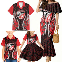 Canterbury 2026 Rugby Custom Family Matching Mermaid Dress and Hawaiian Shirt NZ Maori Silver Fern LT14 - Polynesian Pride