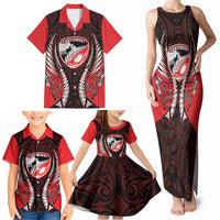 Canterbury 2026 Rugby Custom Family Matching Tank Maxi Dress and Hawaiian Shirt NZ Maori Silver Fern LT14 - Polynesian Pride
