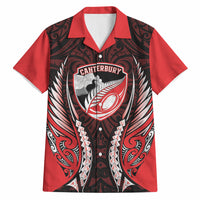 Canterbury 2026 Rugby Custom Hawaiian Shirt NZ Maori Silver Fern LT14 Red - Polynesian Pride