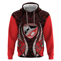 Canterbury 2026 Rugby Custom Hoodie NZ Maori Silver Fern LT14 Pullover Hoodie Red - Polynesian Pride