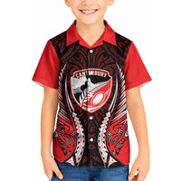 Canterbury 2026 Rugby Custom Kid Hawaiian Shirt NZ Maori Silver Fern LT14 Kid Red - Polynesian Pride