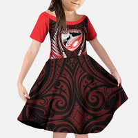 Canterbury 2026 Rugby Custom Kid Short Sleeve Dress NZ Maori Silver Fern LT14 KID Red - Polynesian Pride