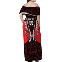 Canterbury 2026 Rugby Custom Off Shoulder Maxi Dress NZ Maori Silver Fern LT14 - Polynesian Pride