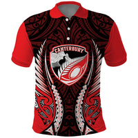 Canterbury 2026 Rugby Custom Polo Shirt NZ Maori Silver Fern LT14 Red - Polynesian Pride