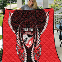 Canterbury 2026 Rugby Custom Quilt NZ Maori Silver Fern LT14 Red - Polynesian Pride