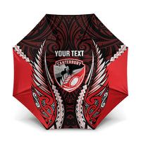 Canterbury 2026 Rugby Custom Umbrella NZ Maori Silver Fern LT14 One Size Folded 11.42 inch Opened Diameter 37.4 inch Red - Polynesian Pride