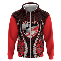 Canterbury 2026 Rugby Custom Zip Hoodie NZ Maori Silver Fern LT14 Zip Hoodie Red - Polynesian Pride