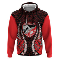 Canterbury 2026 Rugby Custom Zip Hoodie NZ Maori Silver Fern LT14 Pullover Hoodie Red - Polynesian Pride