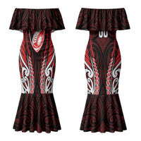 Counties Manukau 2026 Rugby Custom Couples Matching Mermaid Dress and Long Sleeve Button Shirt NZ Maori Silver Fern LT14 - Polynesian Pride