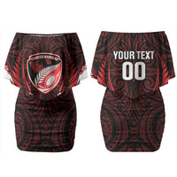 Counties Manukau 2026 Rugby Custom Couples Matching Off Shoulder Short Dress and Long Sleeve Button Shirt NZ Maori Silver Fern LT14 - Polynesian Pride