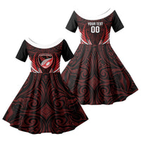 Counties Manukau 2026 Rugby Custom Family Matching Mermaid Dress and Hawaiian Shirt NZ Maori Silver Fern LT14 Daughter's Dress Red - Polynesian Pride