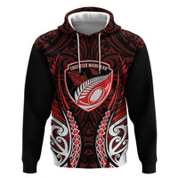 Counties Manukau 2026 Rugby Custom Hoodie NZ Maori Silver Fern LT14 Pullover Hoodie Red - Polynesian Pride