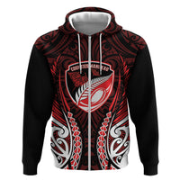 Counties Manukau 2026 Rugby Custom Hoodie NZ Maori Silver Fern LT14 Zip Hoodie Red - Polynesian Pride