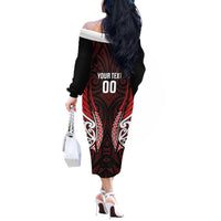 Counties Manukau 2026 Rugby Custom Off The Shoulder Long Sleeve Dress NZ Maori Silver Fern LT14 - Polynesian Pride