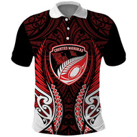 Counties Manukau 2026 Rugby Custom Polo Shirt NZ Maori Silver Fern LT14 Red - Polynesian Pride