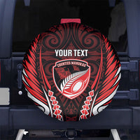 Counties Manukau 2026 Rugby Custom Spare Tire Cover NZ Maori Silver Fern LT14 No hole Red - Polynesian Pride