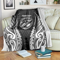 Hawke's Bay 2026 Rugby Custom Blanket NZ Maori Silver Fern LT14 Black - Polynesian Pride
