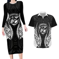 Hawke's Bay 2026 Rugby Custom Couples Matching Long Sleeve Bodycon Dress and Hawaiian Shirt NZ Maori Silver Fern