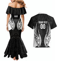 Hawke's Bay 2026 Rugby Custom Couples Matching Mermaid Dress and Hawaiian Shirt NZ Maori Silver Fern LT14 - Polynesian Pride