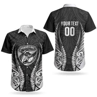 Hawke's Bay 2026 Rugby Custom Couples Matching Off Shoulder Maxi Dress and Hawaiian Shirt NZ Maori Silver Fern LT14 - Polynesian Pride
