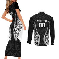 Hawke's Bay 2026 Rugby Custom Couples Matching Short Sleeve Bodycon Dress and Long Sleeve Button Shirt NZ Maori Silver Fern LT14 - Polynesian Pride