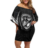 Hawke's Bay 2026 Rugby Custom Family Matching Off Shoulder Short Dress and Hawaiian Shirt NZ Maori Silver Fern