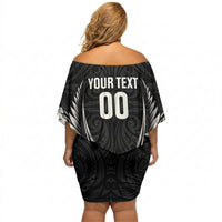 Hawke's Bay 2026 Rugby Custom Off Shoulder Short Dress NZ Maori Silver Fern LT14 - Polynesian Pride