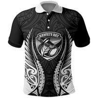 Hawke's Bay 2026 Rugby Custom Polo Shirt NZ Maori Silver Fern LT14 Black - Polynesian Pride
