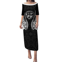 Hawke's Bay 2026 Rugby Custom Puletasi NZ Maori Silver Fern LT14 Long Dress Black - Polynesian Pride