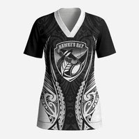Hawke's Bay 2026 Rugby Custom Scrub Top NZ Maori Silver Fern