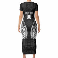 Hawke's Bay 2026 Rugby Custom Short Sleeve Bodycon Dress NZ Maori Silver Fern LT14 - Polynesian Pride