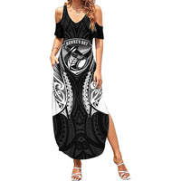 Hawke's Bay 2026 Rugby Custom Summer Maxi Dress NZ Maori Silver Fern LT14 Women Black - Polynesian Pride