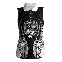 Hawke's Bay 2026 Rugby Custom Women Sleeveless Polo Shirt NZ Maori Silver Fern LT14 Female Black - Polynesian Pride