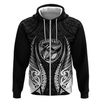 Hawke's Bay 2026 Rugby Custom Zip Hoodie NZ Maori Silver Fern LT14 Zip Hoodie Black - Polynesian Pride