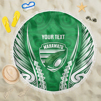 Manawatu 2026 Rugby Custom Beach Blanket NZ Maori Silver Fern LT14 One Size 150cm Green - Polynesian Pride