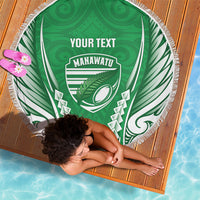 Manawatu 2026 Rugby Custom Beach Blanket NZ Maori Silver Fern LT14 - Polynesian Pride